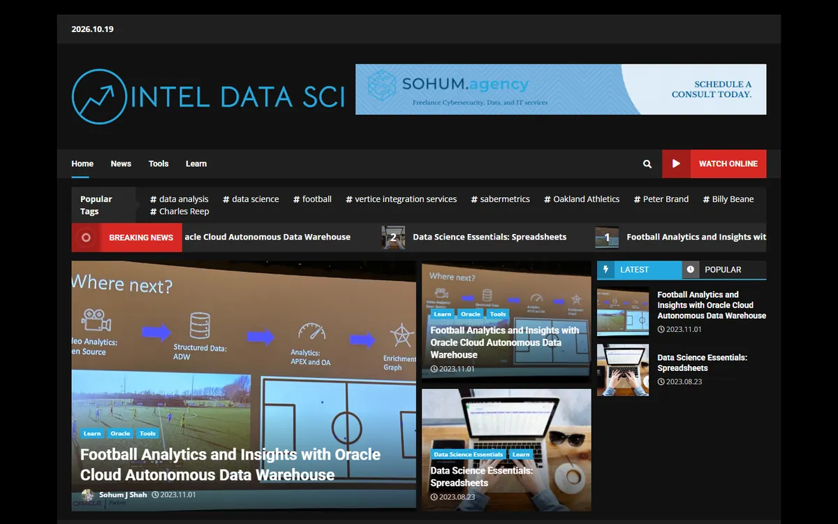 Screenshot of the Intel Data Sci homepage