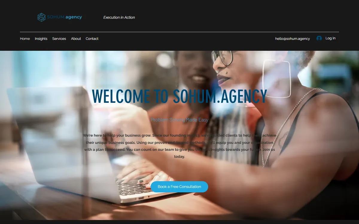 Screenshot of the SOHUM.agency homepage